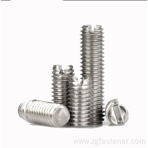 Stainless steel Slotted set screws with flat point